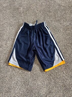 Boys Starter Navy and Gold Athletic Reversible Shorts Size Small 6-7